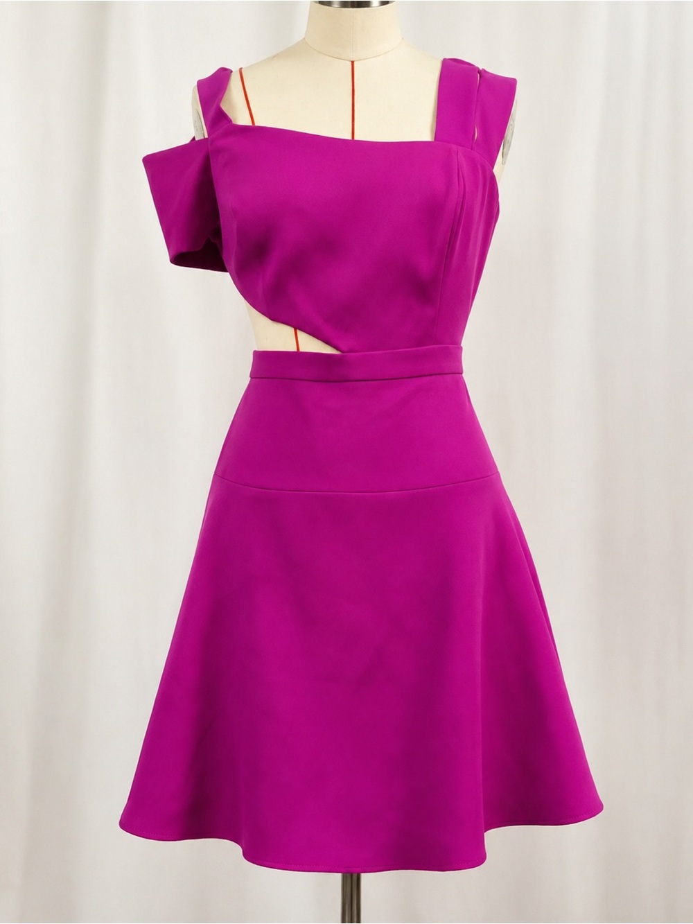 BCBGMaxazria “Kiki” Asymmetrical Cocktail Dress- Size 10 Magenta